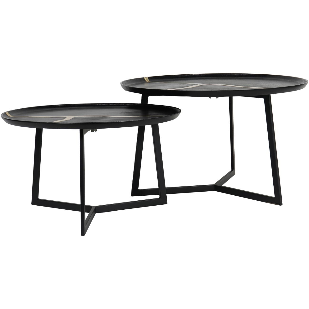 Set of 2 Arizona Black & Gold Textured Coffee Tables Nest